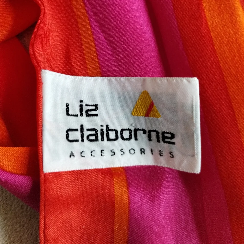 Vintage Liz Claiborne Silk Scarf Orange Red Purple WPL 12931